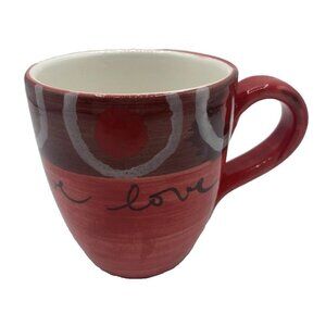 Colorful Love Mug 14oz Cup Coffee Tea Made In Italy Artsy Heart Signed Happy